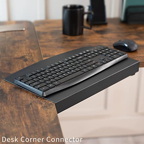 VIVO Clamp-on 17 inch Corner Desk Connector Sleeve Plate, L Desk Platform Extender Attachment, Black, DESK-AC07C