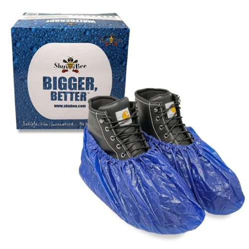ShuBee Waterproof Shoe & Boot Covers Slip-Resistant Disposable for Plumbing Construction Floor Protection - 40 Pair - color: Dark Blue