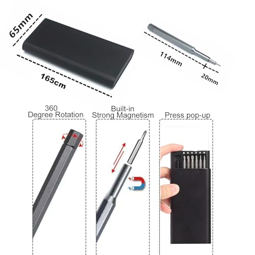 Precision Screwdriver Kit with Push-to-Open Aluminum Alloy Magnetic Case, 24 Bits for Phone, Computer, Watch, Glasses Repair, Professional Electronics Tool Set
