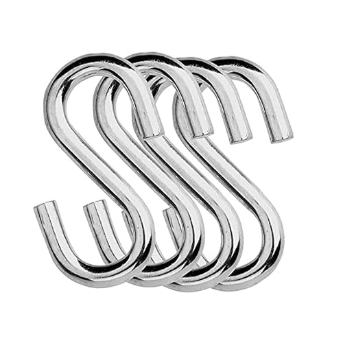 4 Pack Heavy Duty S Hooks for Hanging Hammock Stand Swing Plants, Loads up to 550 lbs, 3.3 Inch Long 0.31 Inch Thick Strong Galvanized Utility Hooks,Swing S Hooks, Industrial Grade Quality Hooks (4)