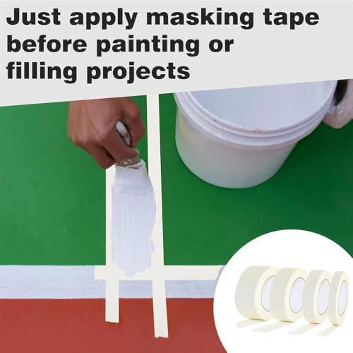 4 Rolls White Masking Tape 2 1 3/4 1/4 inch Wide, Multi Size Assorted General Purpose Beige Masking Tape Painters Tape Art Craft Tape, Paper Tape, 0.24/0.6/1/2 Inchx22 Yards