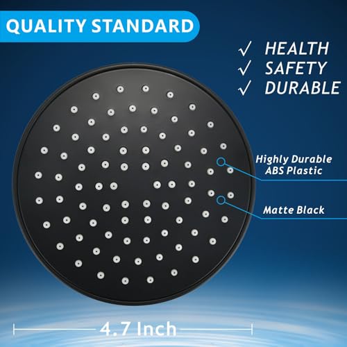 High Pressure Shower Head - 4.7“ Powerful Bathroom Pressure Boosting Rain Showerhead - Perfect Universal Replacement for Rainfall Shower Heads (Black) - style: 1 Pack Black