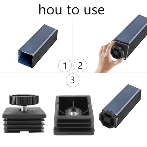8Pcs Adjustable Leveling Feet 50 x 50mm Square Insert Kit Furniture Glide Leveler, Leveling Screw Leg for Cabinets Sofa Tables Chairs Raiser, Black - size: 50x50mm