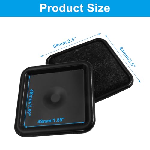 Felt Furniture Sliders, Square, 2.5 x 2.5 inch, 8Pcs, Black/Gray - size: Square, 2.5 x 2.5 inch