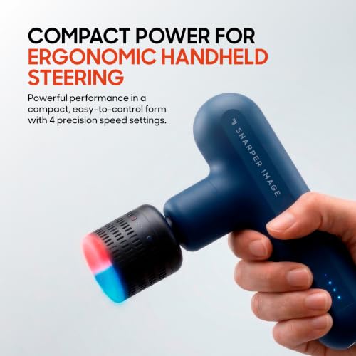 Sharper Image Powerboost Move Heat & Cold Mini Percussion Massage Gun - color: Navy - Hot + Cold