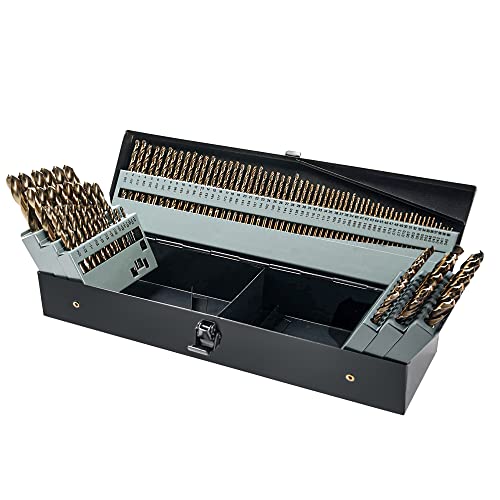 M35 5% Cobalt Drill Bits Set 115PCS (1/16"-1/2", A-Z, 1-60), Straight Shank Jobber Drill Bits, Metal HSS Twist Drill Bits for Stainless Steel Hard Metal and Cast Iron - size: 1/16-1/2 inch, A-Z, #1-60 - 115 PCS - Right Hand