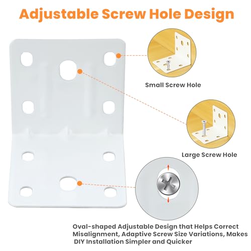 Alise 10 Pack White 2x2in L Brackets Heavy Duty Metal for Wood Furniture - color: White, size: (10P) 2X2 inch