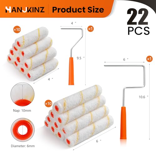 Microfiber Paint Roller, 4 Inch and 6 Inch, 20 Pack - size: 4 Inch & 6 Inch,20 Pack