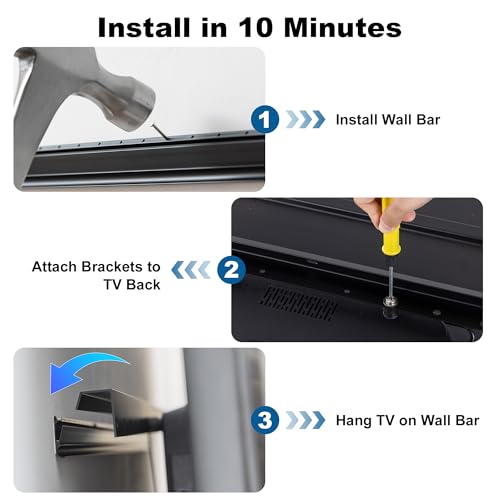 No Drill Drywall TV Wall Mount for 43-120 inch Extra Large Heavy TVs, Studless TV Bracket Holds Up to 200 lbs &VESA 900x600, Easy Install Ultra Slim Fixed Wall Mount for 65+ 75+ 85 98 100 120 TVs - size: Fit 43 to 120 inches TVs, style: 1 SET