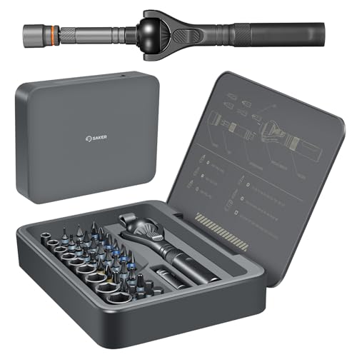 Saker Upgraded Magnetic Screwdriver Set: 40-in-1 Ratchet Screwdriver Tool Kit with 180° Ball-Joint Handle - Portable S2 Bits Precision Repair Tool Set for Computer Phone Watch Camera Bike - style: 40 in 1 Classic