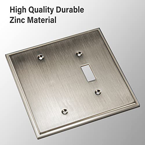 Henne Bery Soft Modern Decorative Wall Plate Switch Plate Outlet Cover (Blank/Toggle, Satin Nickel) - style: Blank/Toggle