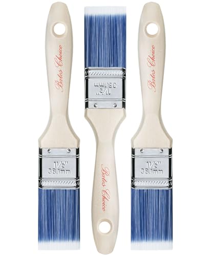 Bates Paint Brushes - 1.5-Inch, 3 Pack, Treated Wood Handle for Walls, Stain, Furniture Painting - color: Wood Handle, size: 3 Pack, 1.5"