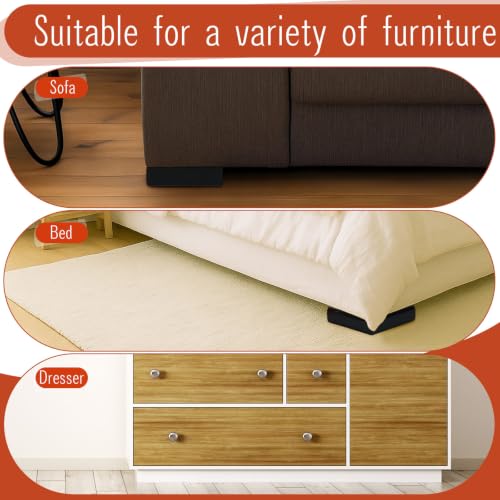 Geelin 4 Pack Wooden Furniture Risers 1 Inch High L‑Shaped Bed Risers with Metal Screws and Anti-Slip Pads Furniture Legs Couch Legs Replacement Sofa Feet for Coffee Table Bed Dresser (Black) - color: Black, size: 1 Inch