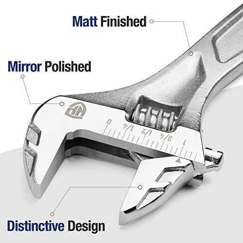 WORKPRO 8" Adjustable Wrench, Cr-V Steel, Chrome Plated Finish - color: Silver, size: 8 inch