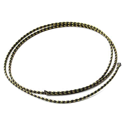 Othmro 1Pcs 0.5m/1.64ft PET Expandable Braid Cable Sleeving Flexible Wire Mesh Sleeve Black Gold,Manage Protect Cables Cords from Pets Chewing - color: Black Gold, size: 3mm x 0.5m