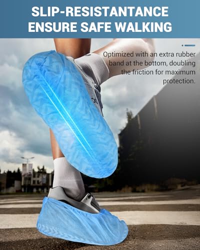 Buself X-Large 100 Count Shoe Covers Disposable Non-Slip, Premium Cloth Boot Covers, Slip-resistant, Durable, Breathable, Non-toxic, Recyclable, Stretchable Fits Up to Size 13 US Men - Blue - size: 100ct Up to Men13 & Women All