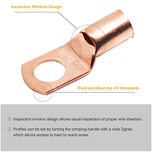 TKDMR 160Pcs Copper Wire Lugs AWG2 4 6 8 10 12 with Heat Shrink Set, 80Pcs Battery Cable Ends Ring Terminals Connectors Tubing Assortment Kit - size: 10 Kind Sizes