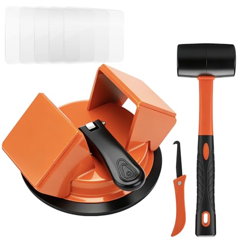 Floor Gap Fixer Tool - 45° Dual-Sided Strike, Floor Suction Cup Tool for Gaps with Crack Cleaner, Mallet & 5 Sticky Pads - Laminate Floor Gap Repair Tool, Flooring Tools Kit