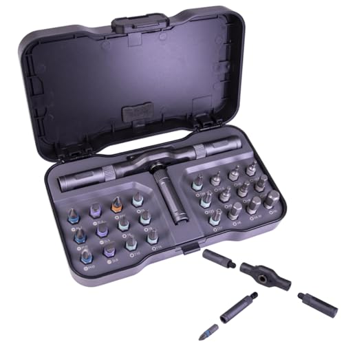 24 in 1 DIY Ratchet Screwdriver Set,Multi Bit Magnetic Screwdriver Set with Storage Case, Removable Self Assembly Screwdriver Kit for Furniture, Bicycle,Computer (24 in 1 Black) - color: 24 in 1 Black
