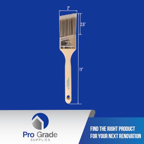 Pro Grade Paint Brush Set - 6-Pack - 2" Angle Brushes for All Latex and Oil Paints & Stains - Home Improvement - Interior & Exterior Use - size: 3Ea H 2A (Pack of 2)