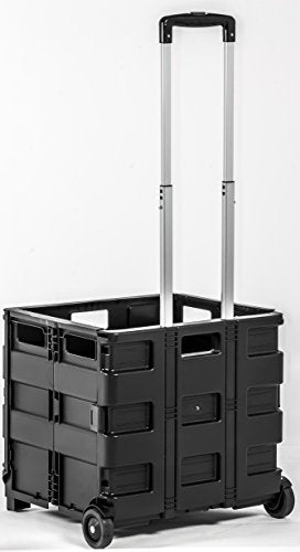 dbest Products Quik Cart Without Lid Collapsible Rolling Crate - Black - color: Black, style: Topless