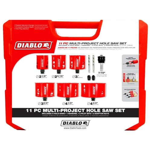 Diablo Bi-Metal Hole Saw Set - 2-1/8" to 4-3/4" Diameter Range, 11-Pieces - size: 11-Pience, style: Industrial
