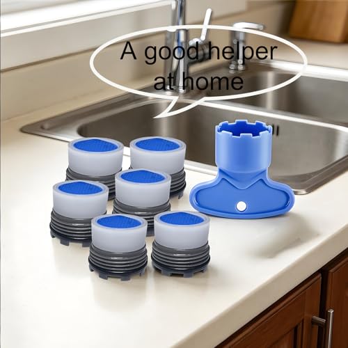 Faucet Aerator M16.5, 6PCS Aerator Replacement for Sink Faucet Flow Restrictor, Kitchen Bathroom Sink Aerators with Key Removal Wrench Tool, 16.5mm/0.65inch