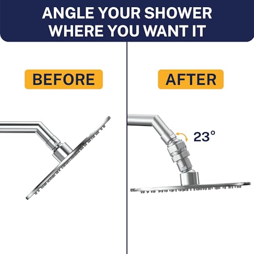 HammerHead Showers® Solid Metal Shower Head Swivel Ball Adapter, Chrome | Adjustable Pivot Ball To Adjust Showerhead Angle | Universal Connector Joint Fits Fixed, Hand Held & Rain Shower Heads - color: Chrome