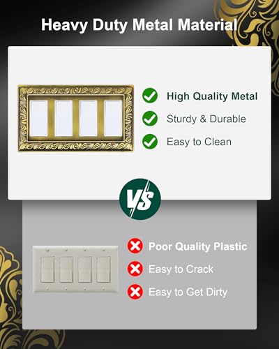 2-Pack Paisley Pattern Quad Decorator Outlet Cover Plate,Metal Wall Plate - style: 4 Decorator 2PK