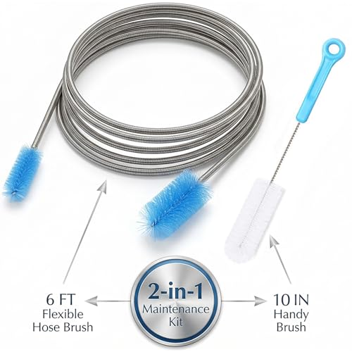 CPAP Tube Cleaning Brush - Flexible Stainless (6 Feet) Plus Handy Brush (10 Inches) fits Standard 22mm Diameter Tubing