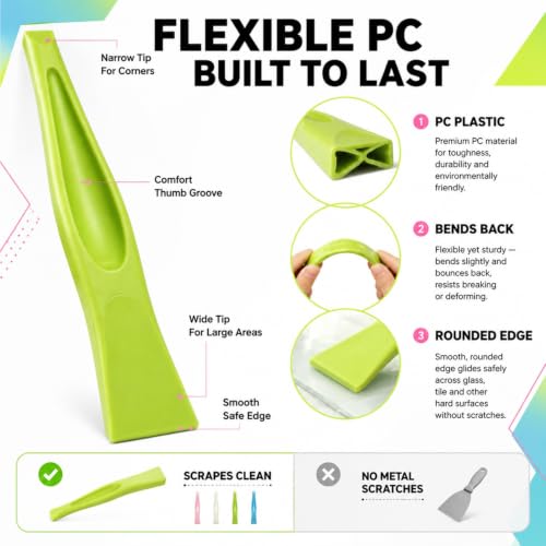 4 Pcs Multipurpose Cleaning Scraper Tool,Non Scratch Plastic Scraper