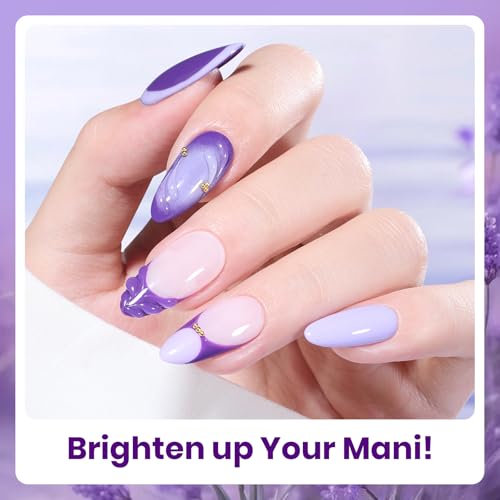 Beetles Purple Gel Polish Set, Violet Letter Collecion, 6 Purple Colors - color: A - Creme | 0-0-Violet Letter