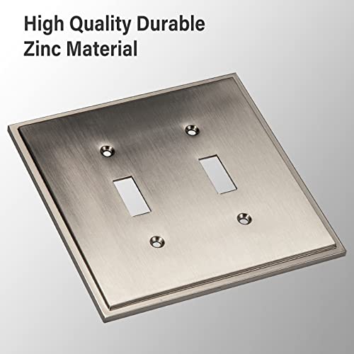 Henne Bery Soft Modern Decorative Wall Plate Switch Plate Outlet Cover (Double Toggle, Satin Nickel) - style: Double Toggle