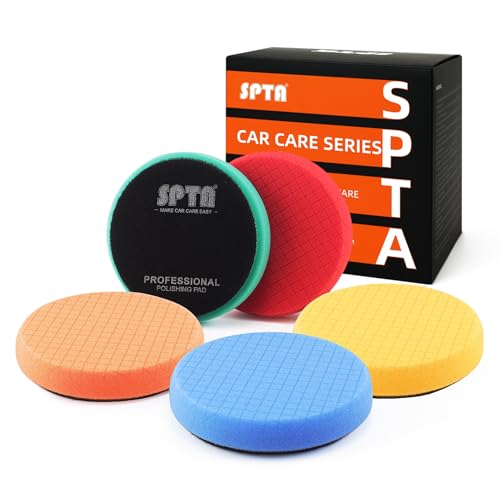 Buffing Polishing Pads, SPTA 5Pcs 3.5 Inch Face for 3 Inch 76mm Backing Plate Mix Cutting force Buffing Pads Cutting Polishing Pad Kit For Car Buffer Polisher Compounding,Polishing, Waxing -FPTFS3-MIX - size: 3.5 Inch