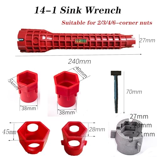 14in1 Faucet and Sink Wrench Basin Wrench Sink Faucet Wrench Tight Spaces