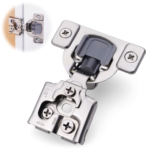 Decobasics 50 Pack Soft Close Cabinet Hinges – 5/8" Overlay for Kitchen Cabinet Doors, Face Frame Concealed Hidden Hinges – Stainless Steel, Self-Closing with 3-Way Adjustment & Slow Close Damper - size: 5/8 Inch