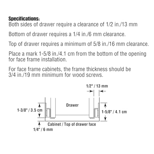 Prime-Line MP7211 Drawer Slide Kit – Replace Drawer Track Hardware – Self-Closing Design –Fits Most Bottom/ Side-Mounted Drawer Systems –17-3/4 In. Steel Tracks, Plastic Wheels, White (1 Pair)