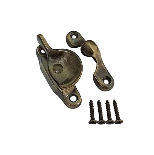 QCAA Forged Brass Sash Lock in Solid Brass, CTC 2", Brushed Antique Brass, 8 Pack, Made in Taiwan - color: Brushed Antique Brass, size: 8 Pack
