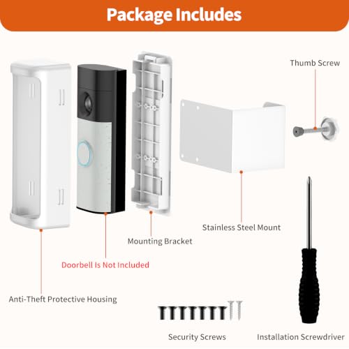 No-Drill Doorbell Mount with Rain Cover, Anti-Theft Door Bracket - style: 2026 battery doorbell 2nd White