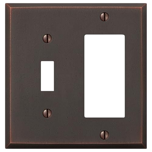 Amerelle Manhattan Single Toggle/Single Rocker Cast Metal Wallplate in Aged Bronze, 1 Toggle / 1 Rocker - size: 1 Toggle / 1 Rocker