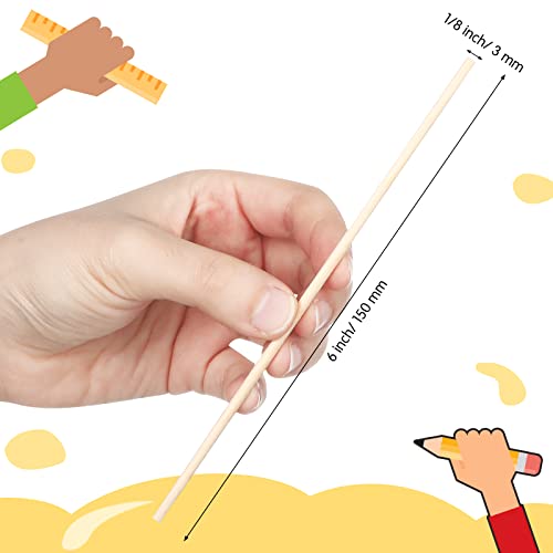 EBOOT 100 Pcs Wooden Dowel Rod 1/8 x 6 Inch Round Wooden Sticks for Crafts