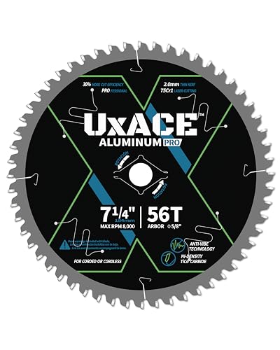 7-1/4-Inch 56-Tooth Circular Saw Blade, 5/8-Inch Arbor, Aluminum, Non-Ferrous Metal Cutting Blade, Carbide Tip, Thin Kerf, for Medium Aluminum, Plastic, Composite - size: 7-1/4", 5/8" Arbor, 56T