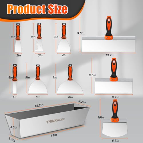 THINKWORK Drywall Knife Set, 10Pcs Drywall Tools Kit