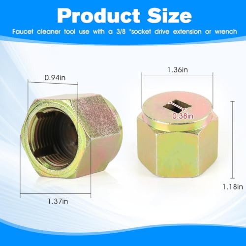05265 Faucet Thread Cleaner Tool,Outdoor Faucets Thread Cleaning and Repair Tool for Garden Hose Die,3/8" Socket Drive Hex Adapter,Hose Bib Repair Tool and Cleaner for Home Outdoor Faucet Repair