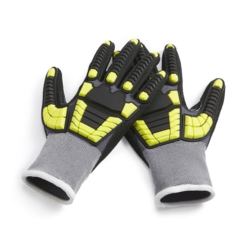 Amazon Basics Safety Work Gloves, Cut Level A1, Abrasion ANSI Level A4, Impact Protection, Touch Screen Friendly, 15G Sandy Nitrile Palm, Yellow, Size XX-Small, Pack of 120 Pairs - size: 2X-Small