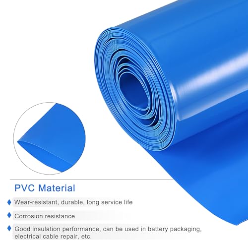 MECCANIXITY Battery Wrap PVC Heat Shrink Tubing 48mm Dia 75mm Flat 10 Feet(3meters) Blue Good Insulation for Battery Pack - color: Blue, size: 48mmx75mmx3m