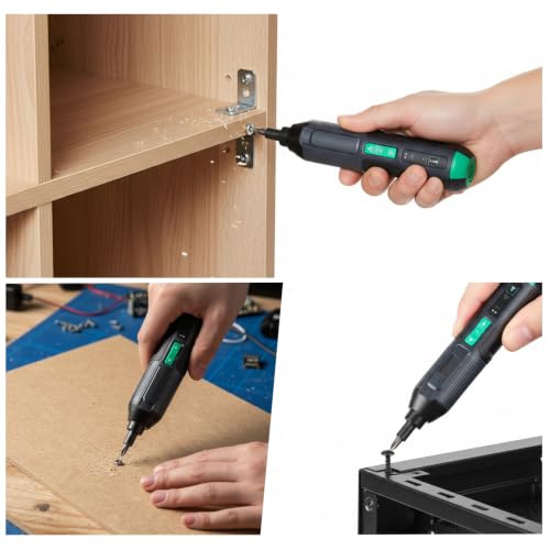 4V Cordless Electric Screwdriver Kit – USB‑C Rechargeable, Dual LED Light, 3 Torque/300RPM, 34-Pc Magnetic Bit Set and Case – Portable Mini Drill for Electronics, PC Repair, DIY Tools