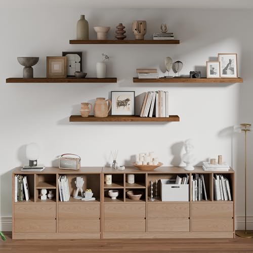 ROGMARS 36 Inches Long Walnut Floating Shelves - color: Walnut, size: 36 Inch set of 4