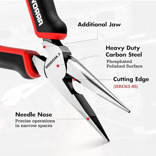 ARROW Needle Nose Pliers, 6-inch Long Nose Cutting Pliers with Wire Cutter - size: 6 Inch
