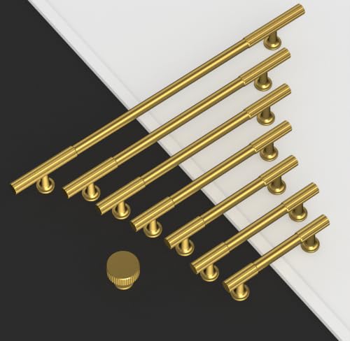 10 Pack Vibrant Brushed Moderne Brass Cabinet Pulls 3 Inch(76mm) Heavy-Duty Solid Kitchen Cabinet Handles Cabinet Hardware Drawer Pulls - color: Vibrant Brushed Moderne Brass, size: 3" Hole Center